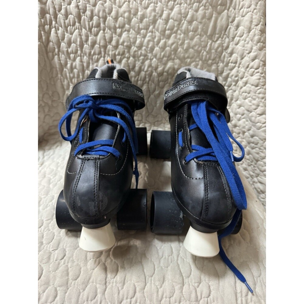 Roller Derby Quad Roller Skates Adult Size 9 Black Blue Laces Indoor Outdoor